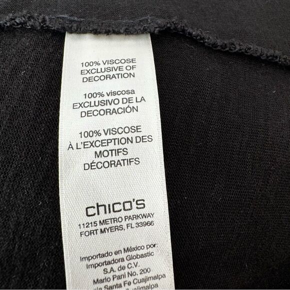 Chico’s Black Tunic Wearble Art Velour Embroidered Long Sleeve - Picture 12 of 13